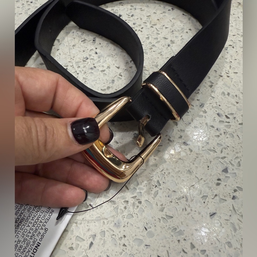 Zara Black Belt with Gold Buckle